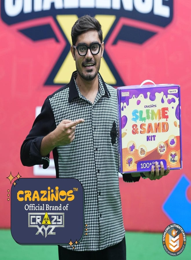 CRAZINOS 3 in 1 Slime, Sand and Clay Kit | 100+ Hands-On STEM & Sensory Activities | for 3-4 Learners | Kids Age 4-16 | by Crazy XYZ - Image 4